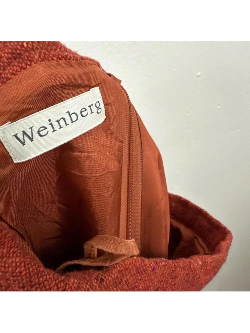 Weinberg Women’s Tweed Burnt Orange Wool Blend Skirt Size 40